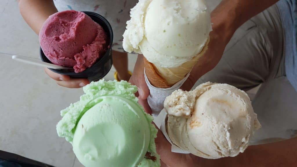 Four ice creams from above