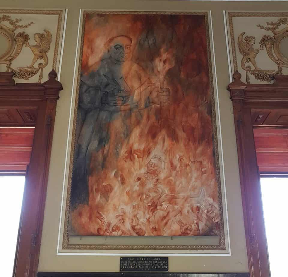 mural sized painting of fire in Merida palacio