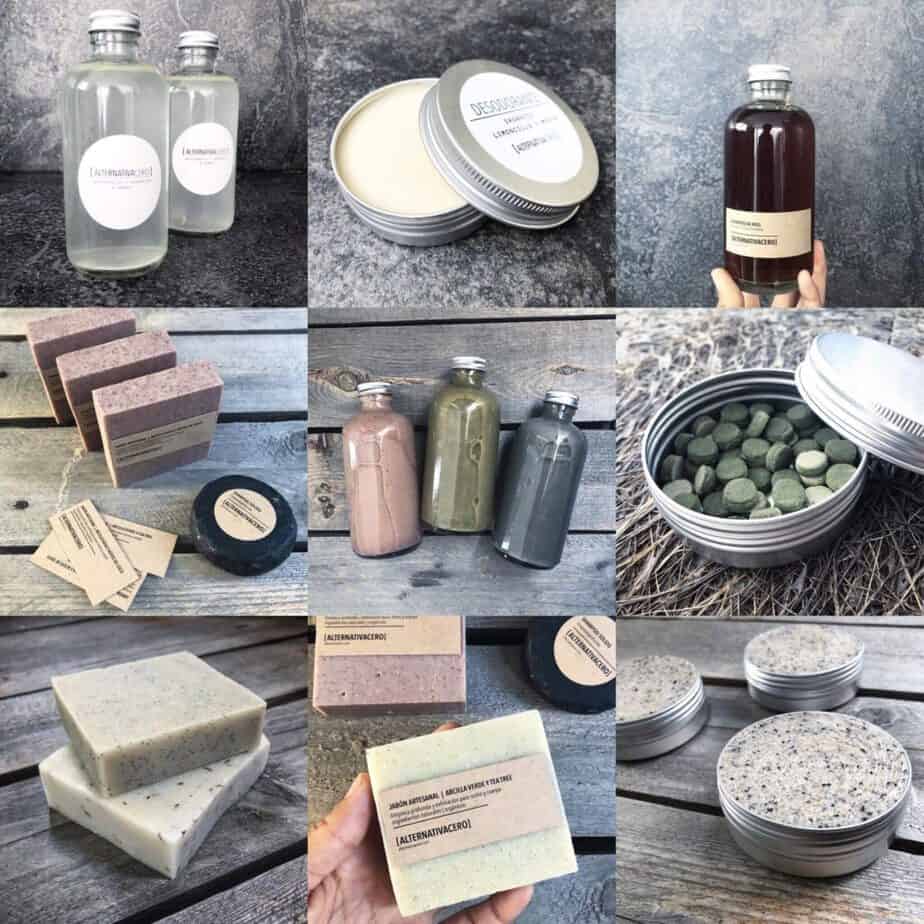 montage of photos of zero waste beauty products