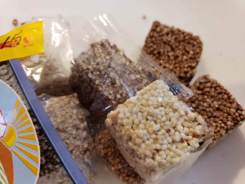 small, bite size snack treats made of amaranth (seed)