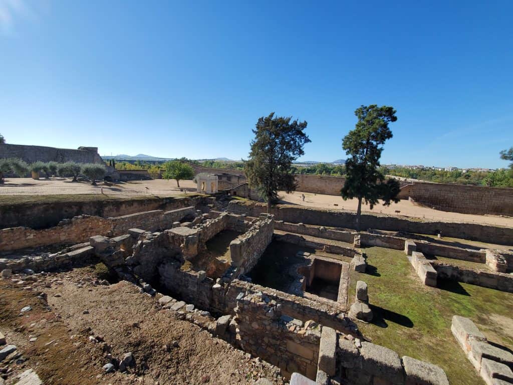 looking down on roman ruins of a house