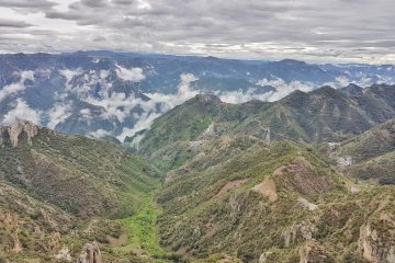 view over the copper canyon - green mountains and valleys