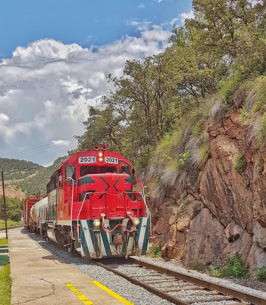 red train from front