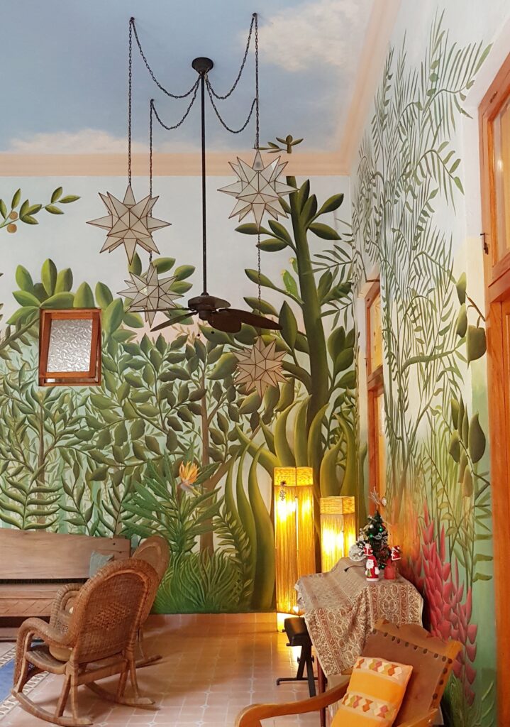 hotel wall - painted with jungle scene