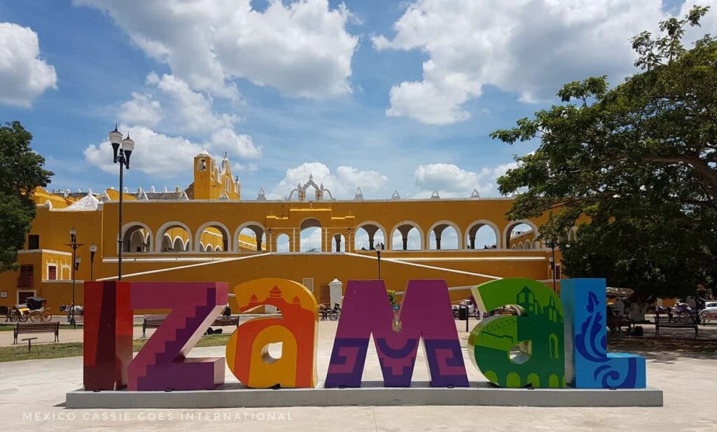 izamal letters with yellow convent building behind