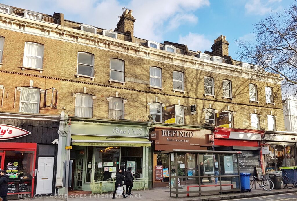 view of south london restaurants with two stories of windows above