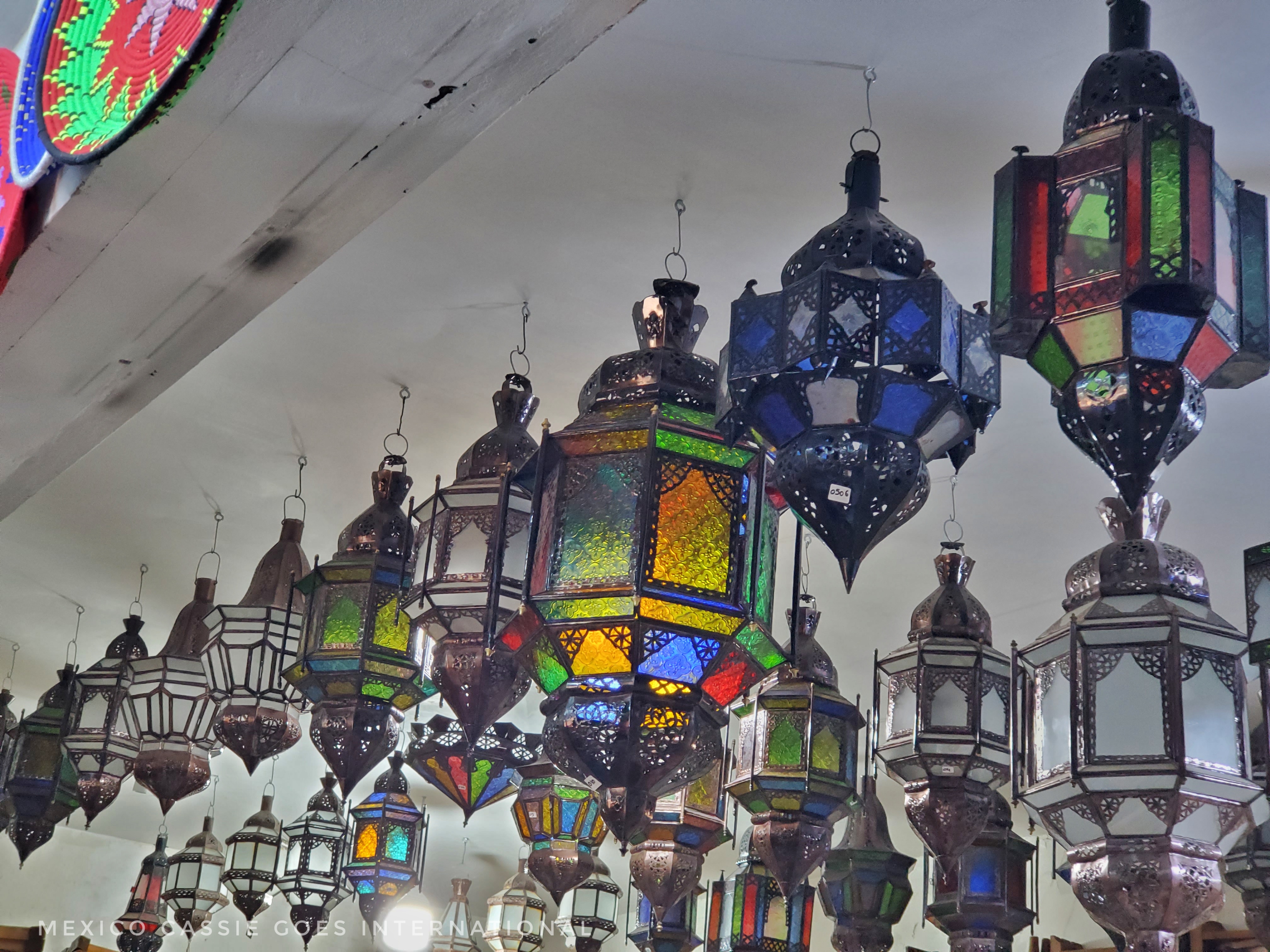 row of ornamental lamps
