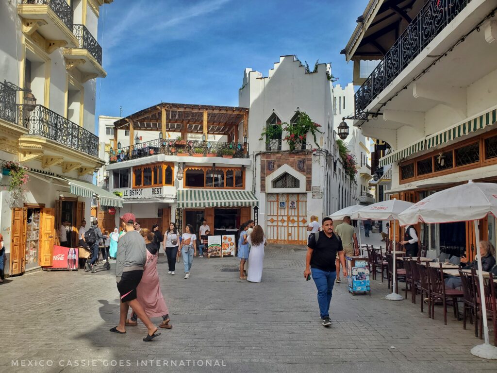 Tangier medina with people walking around