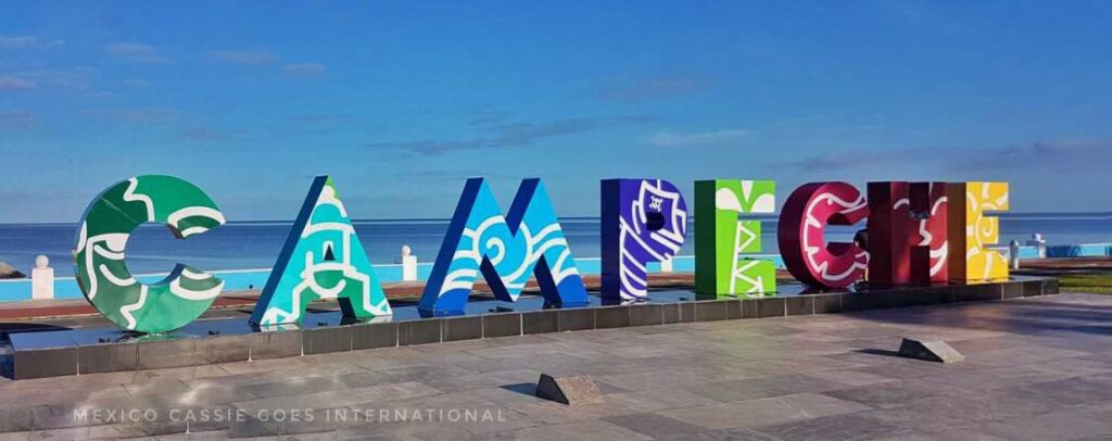 campeche letters with ocean behind