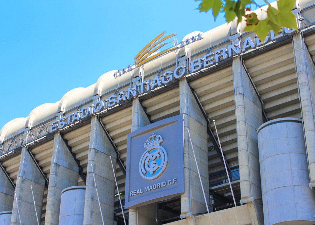 view of the entrance to the Real Madrid football stadium