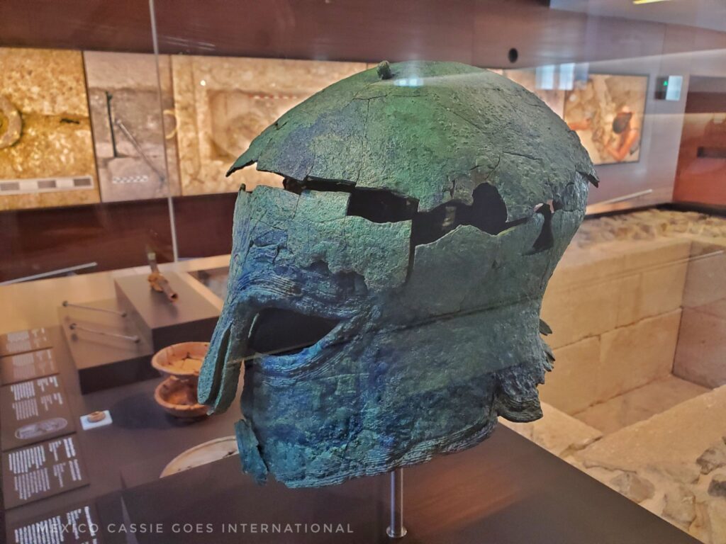 ancient helmet in a museum 