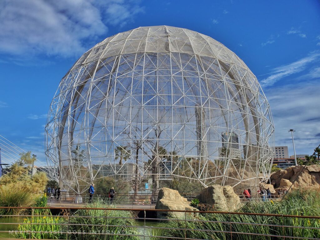 large dome aviary. blue sky