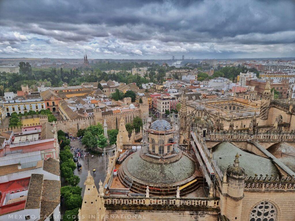 view over Sevilla from the Giralda on a grey day