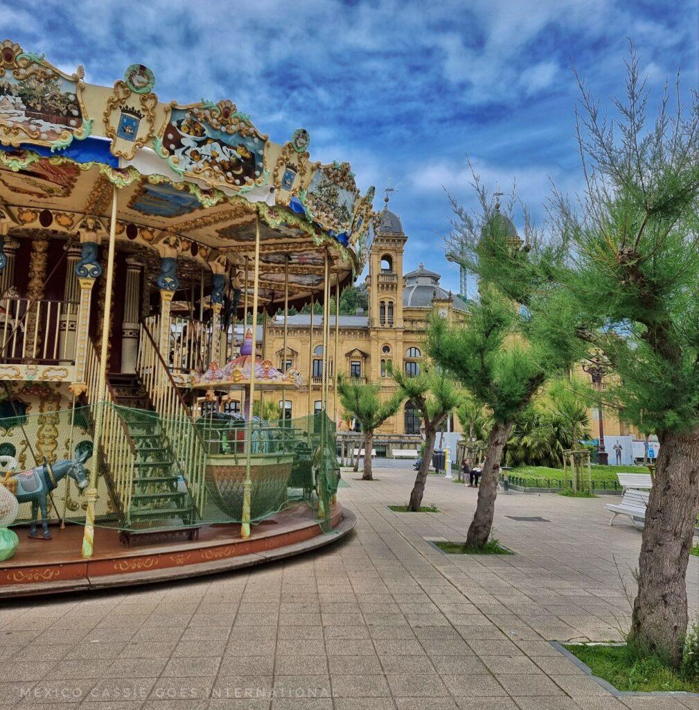 carousel outside city hall in san sebastian