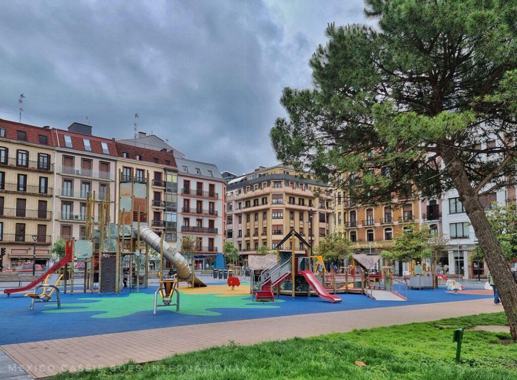 playground surrounded by buildings