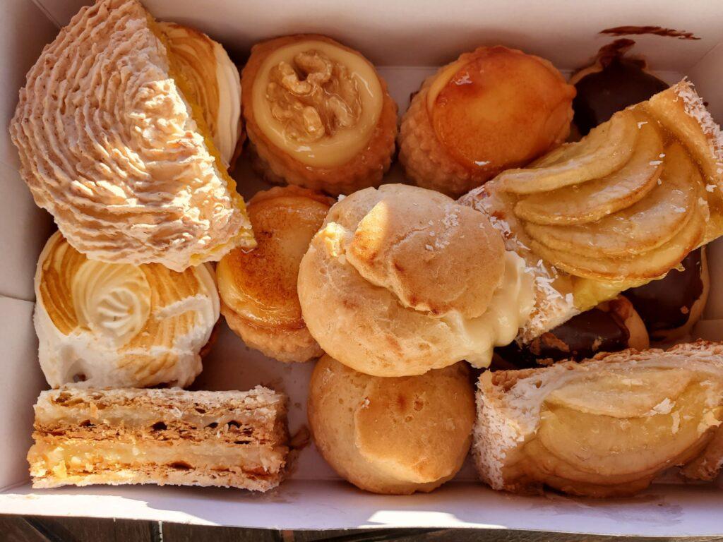 shot of a box of pastries taken from above