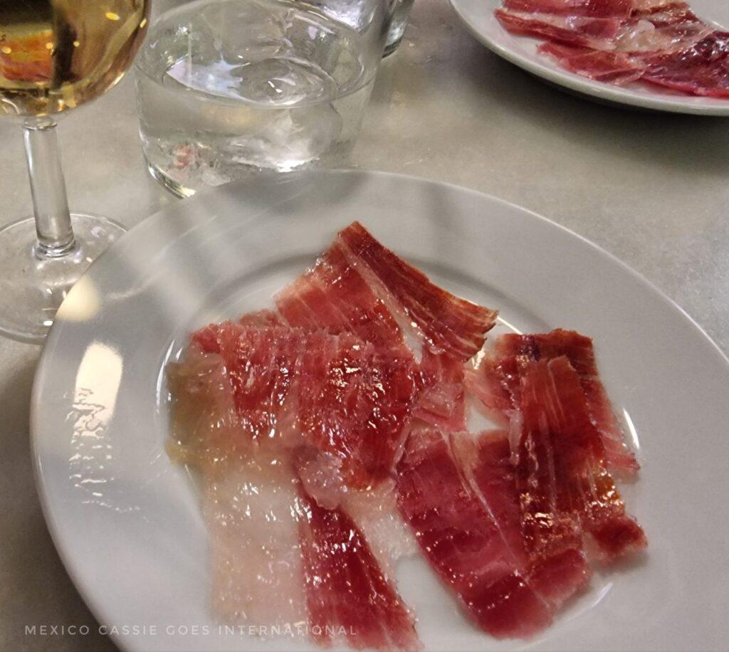 small plate of spanish ham