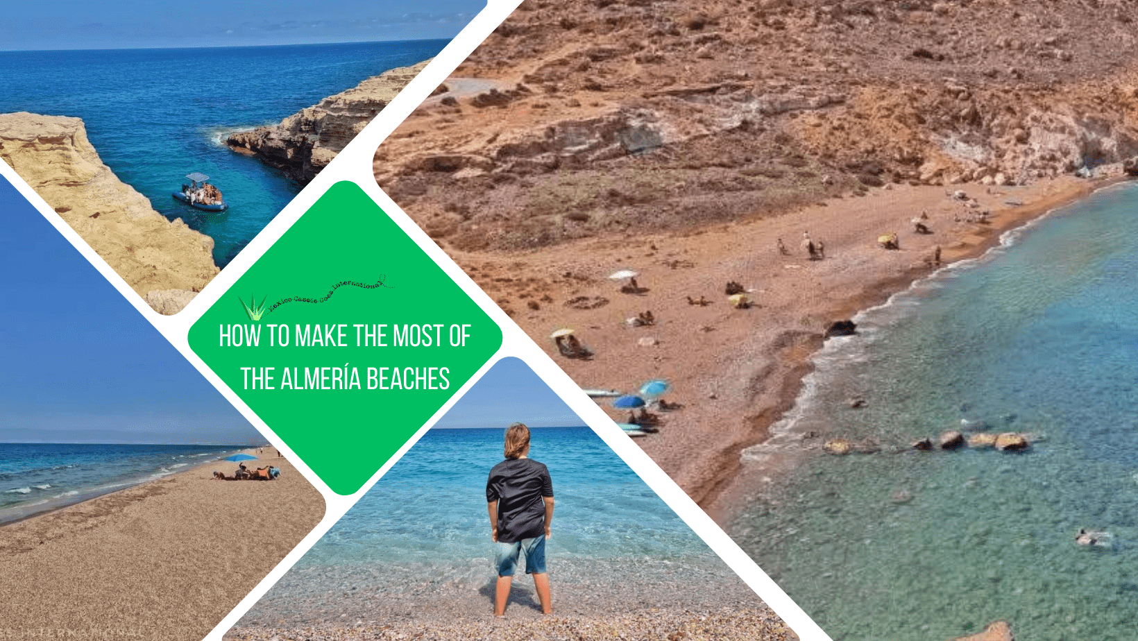 green text box: how to make the most of the almeria beaches. 4 photos of beaches