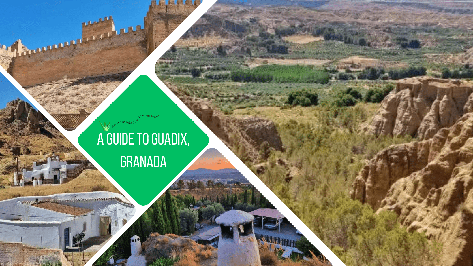 green text box: guide to Guadix, Granada. 4 photos, views of Guadix