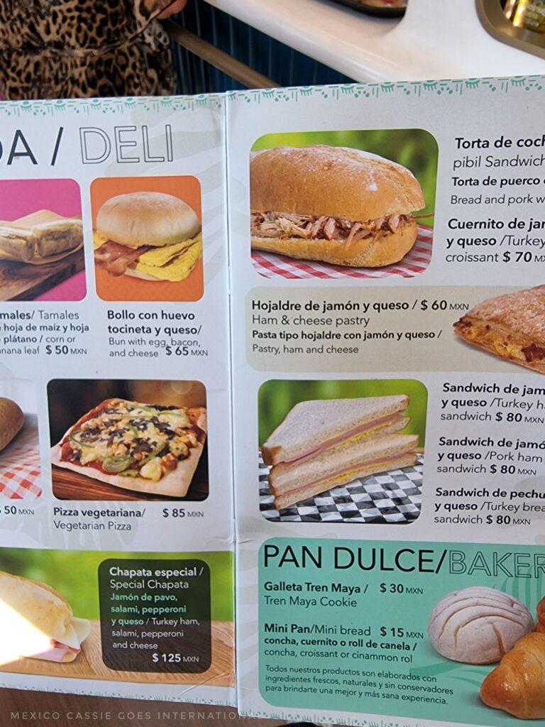 2 page menu with photos of burgers 6 sandwiches