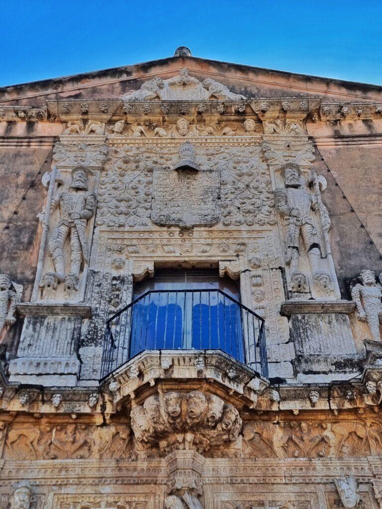 looking up at the front of the Casa de Montejo in Mérida