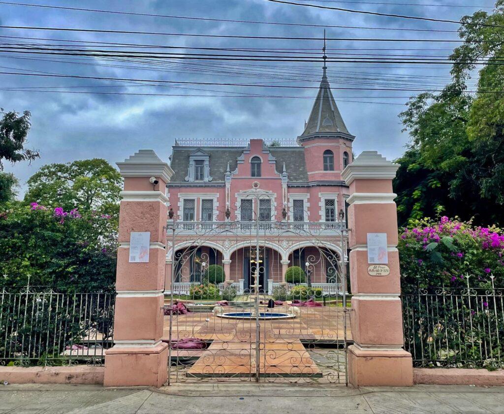 El Pinar - a large pink mansion in Mérida that looks like a fairy tale castle