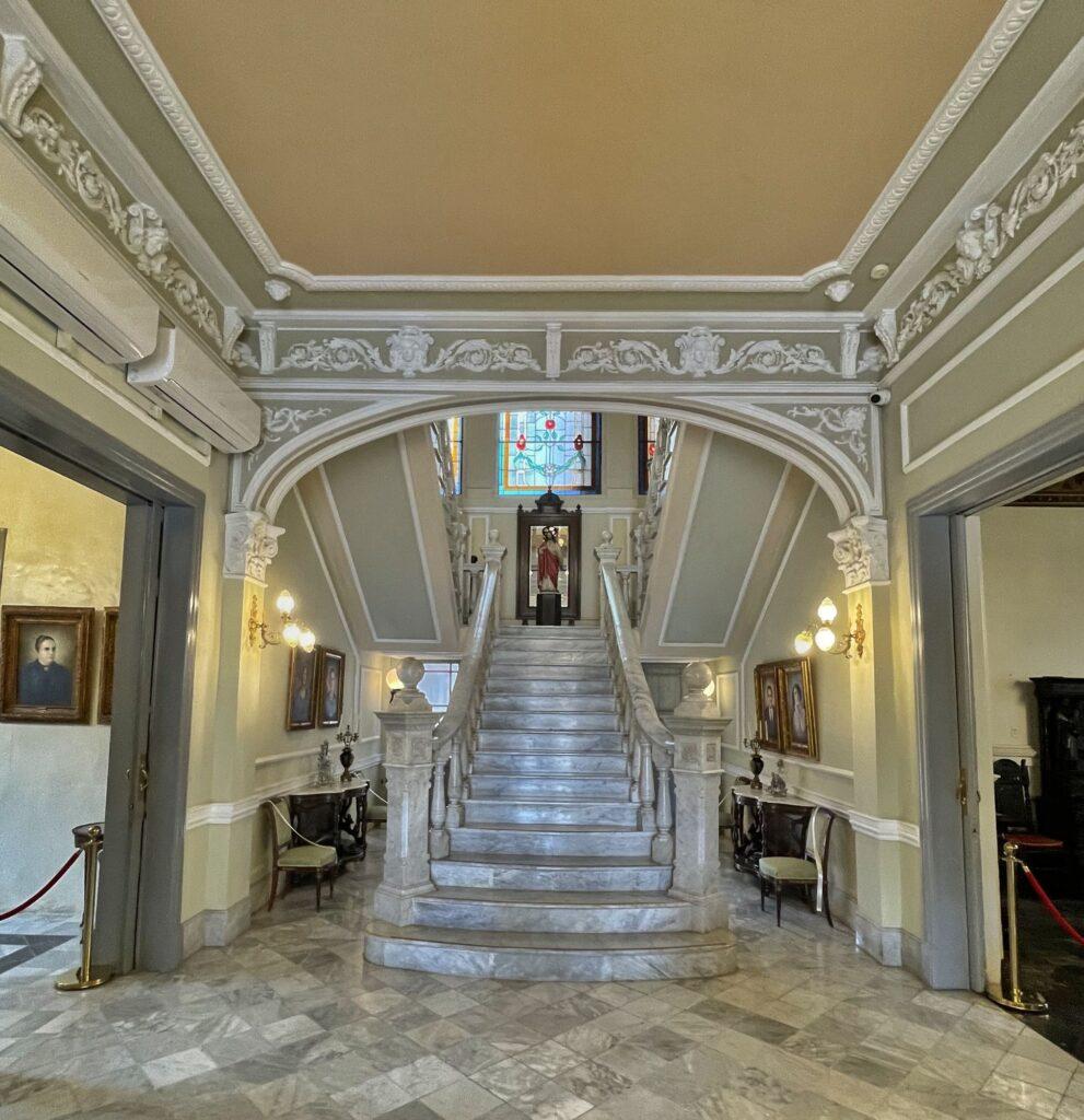 marble floor and big staircase of stately home