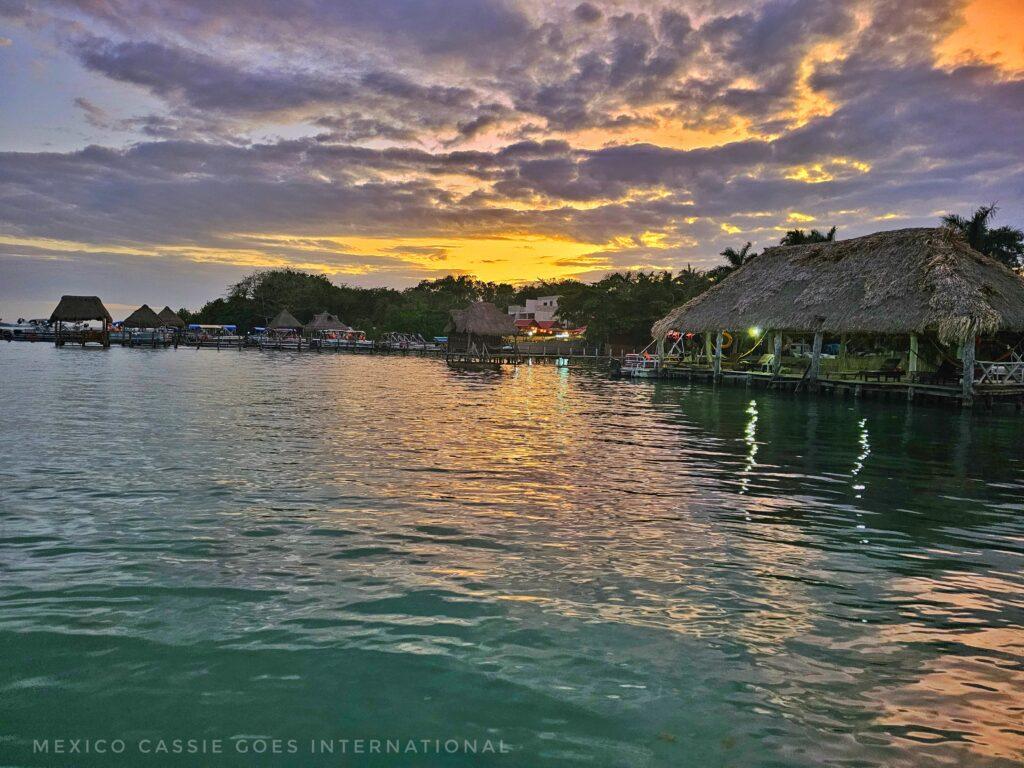 sunset over Bacalar lake