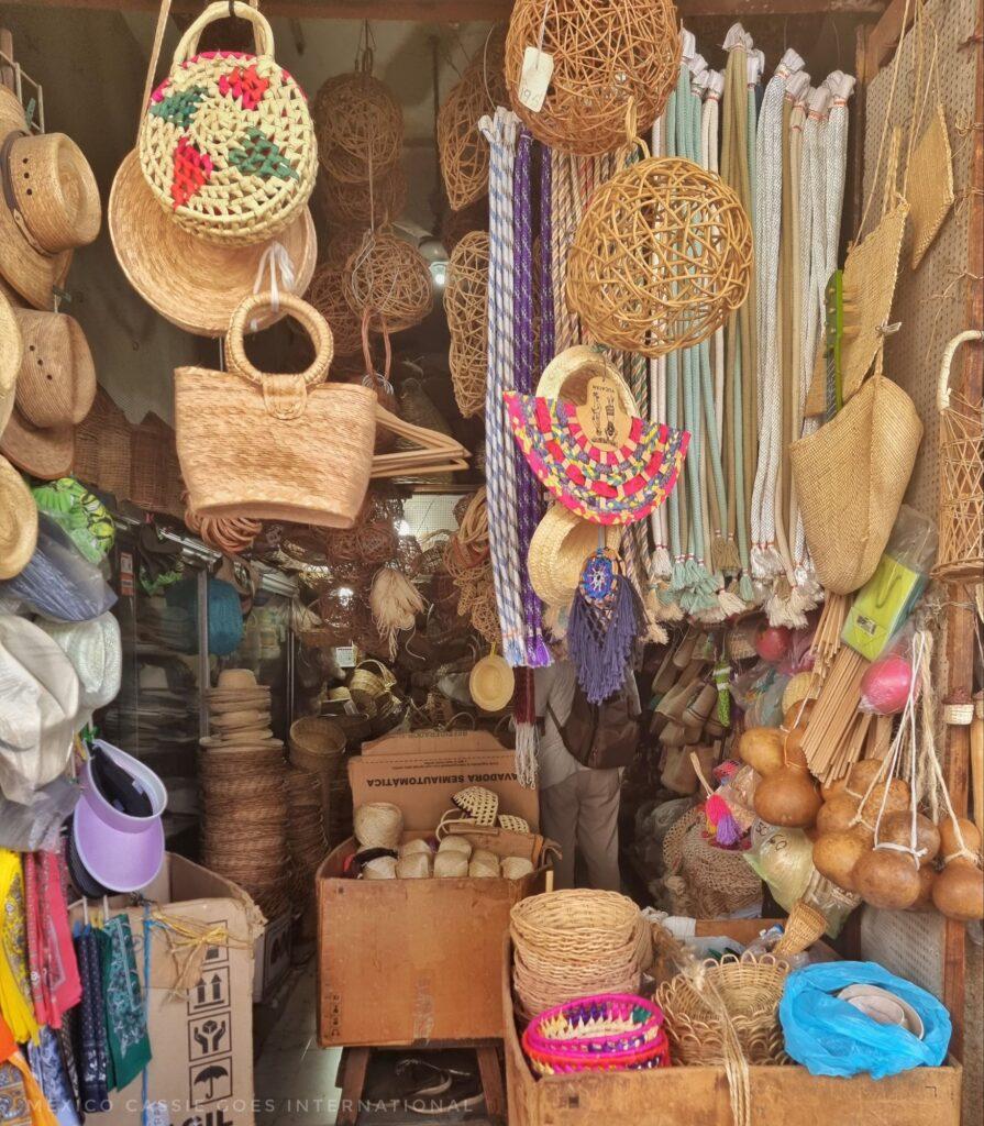 chaotic looking shop selling all sorts of wicker and other goods