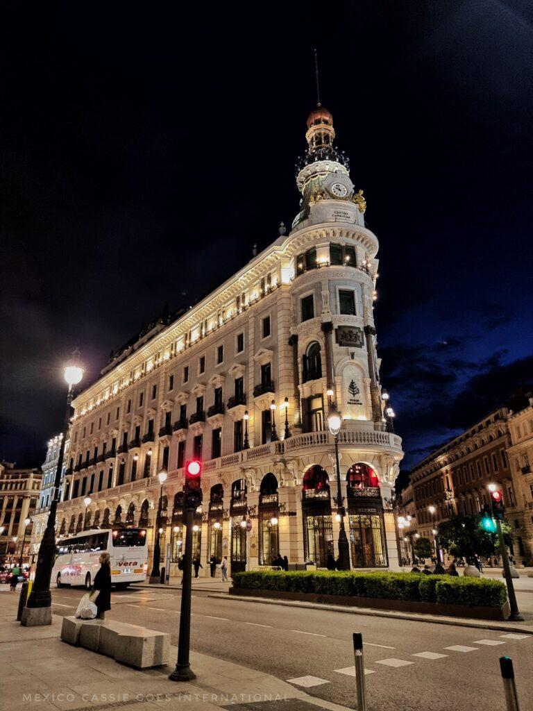 evening scene in Madrid - rounded white building