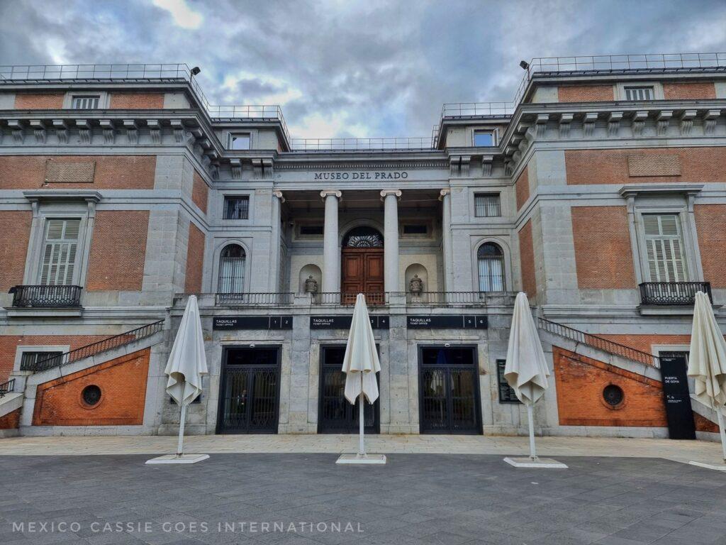view of the front of the Prado gallery in Madrid