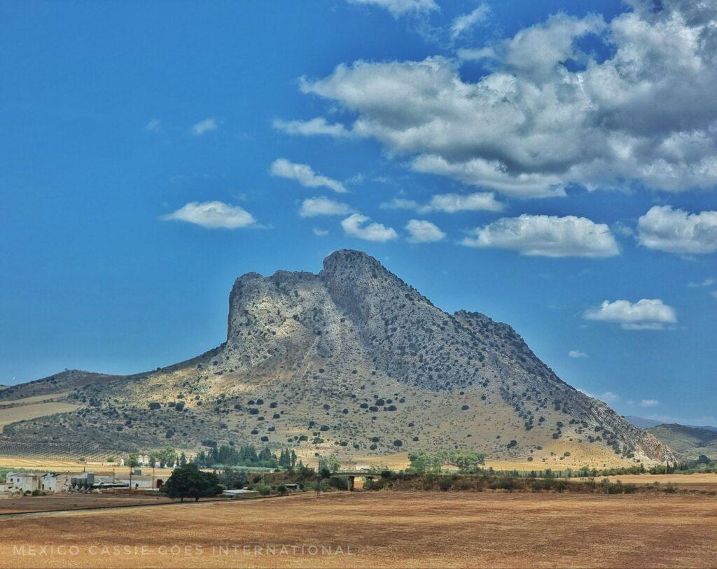 famous peña in shape of a prone face in Malaga province