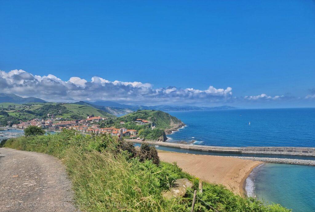 looking down over Zumaia beach from a cliff path