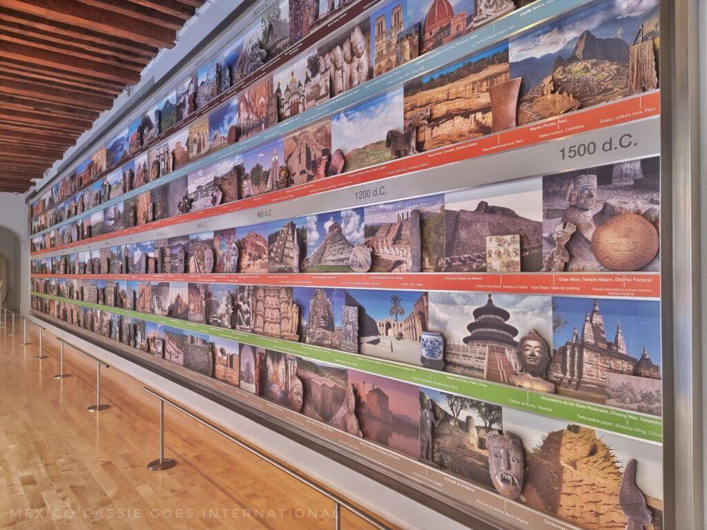 full wall display of a timeline of the history of the world in pictures