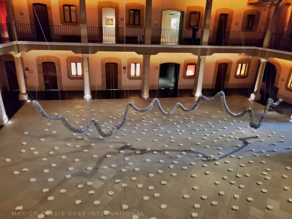 looking down over a courtyard in an art gallery