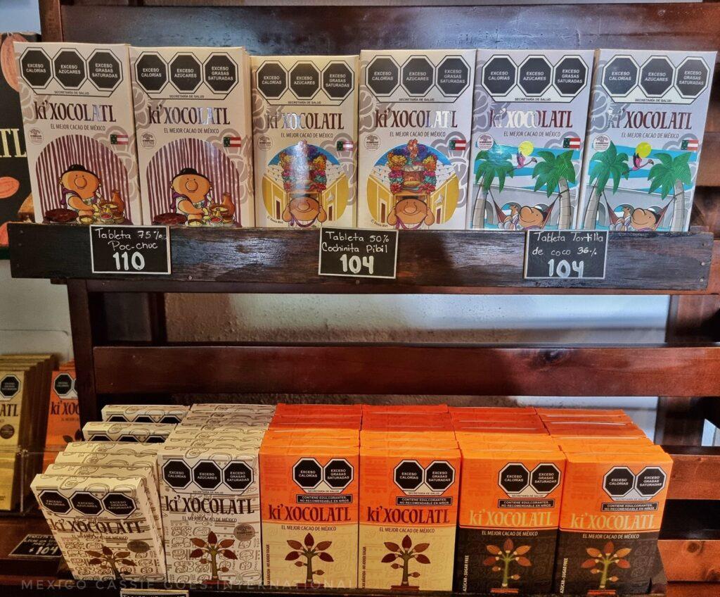 2 shelves with chocolate bars