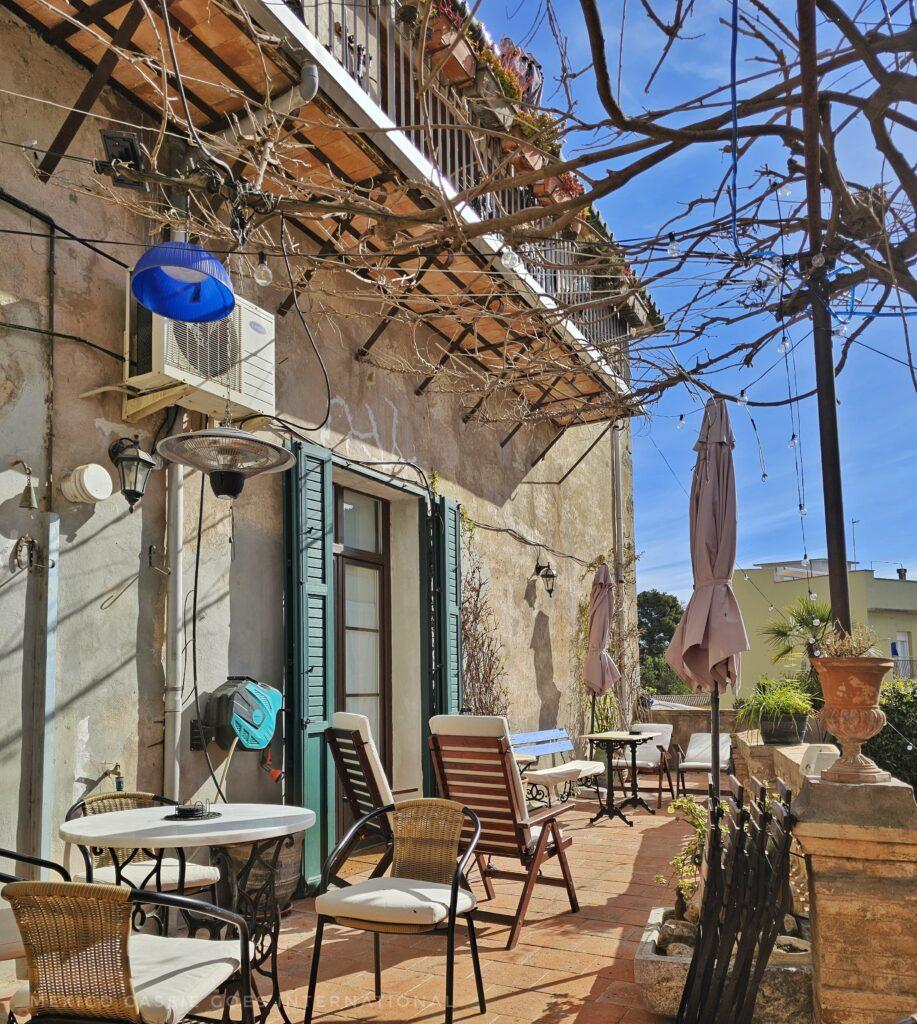 terrace with table on a sunny day