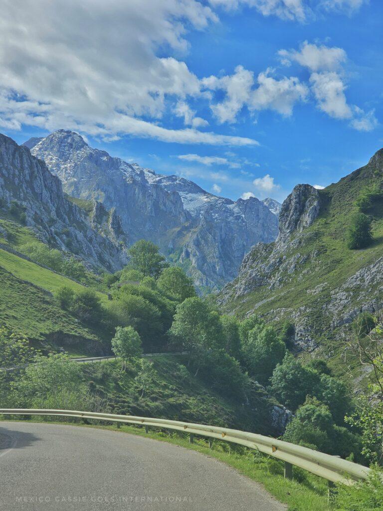 photo taken from car window on a bend in mountains