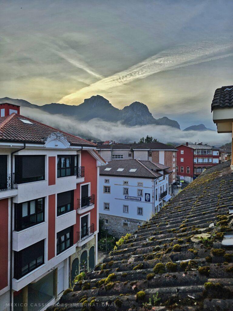 las cabrales views at dusk with low hanging cloud