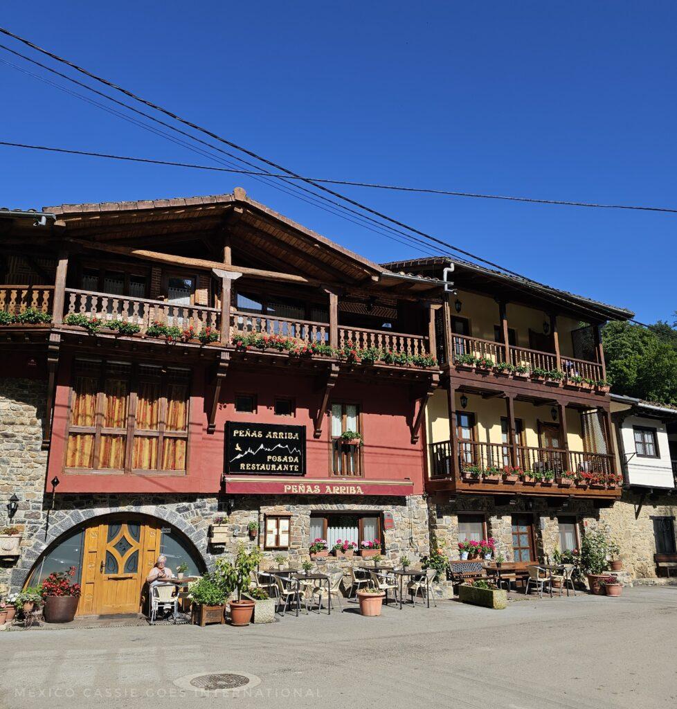 Swiss style chalet hotel, blue sky