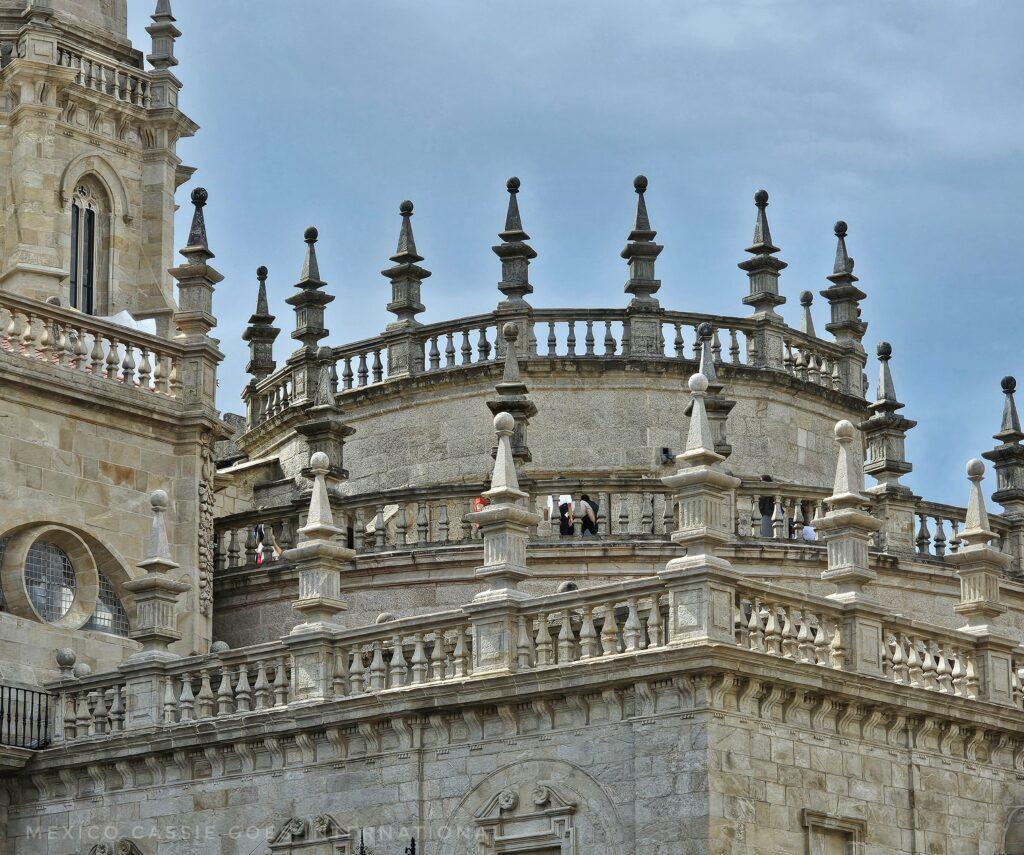 people on the roof of the catehdral