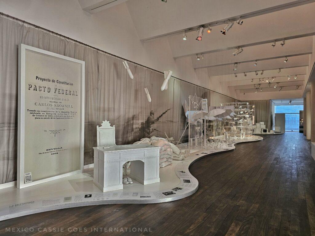 museum exhibition, all white