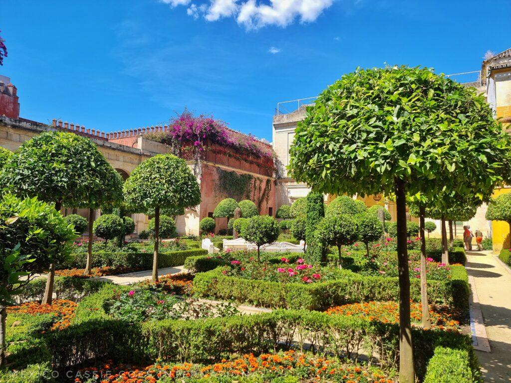 ornate garden, blue sky