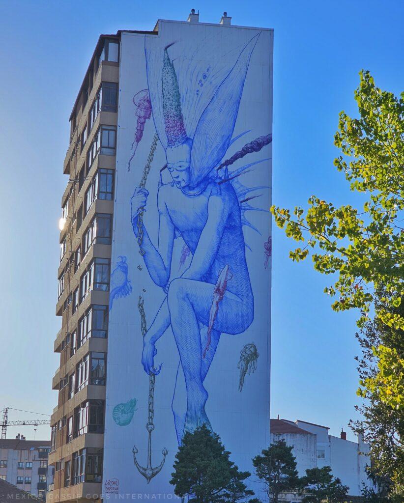 building with picture of a human 