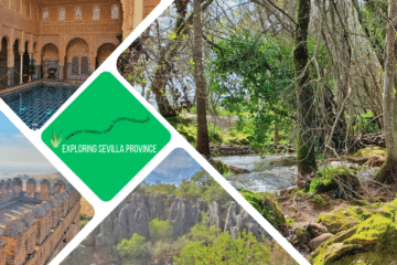 green text box: Exploring Sevilla Province. 4 photos from Sevilla province