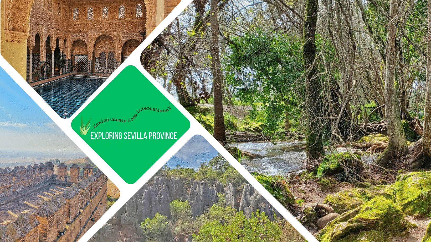 green text box: Exploring Sevilla Province. 4 photos from Sevilla province